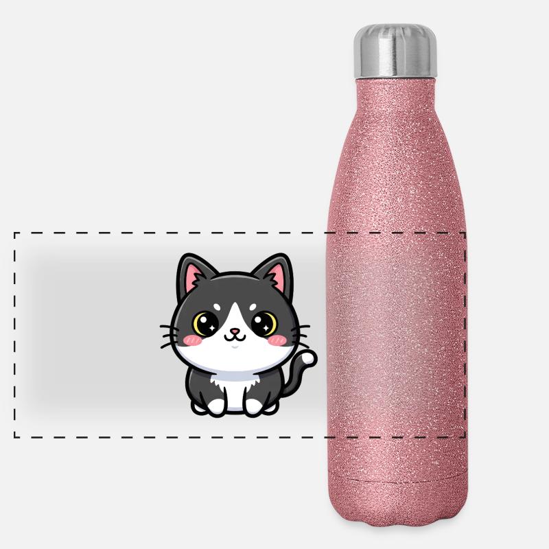Charme Chibi Chat Gourde isotherme panoramique pailletée 500 ml