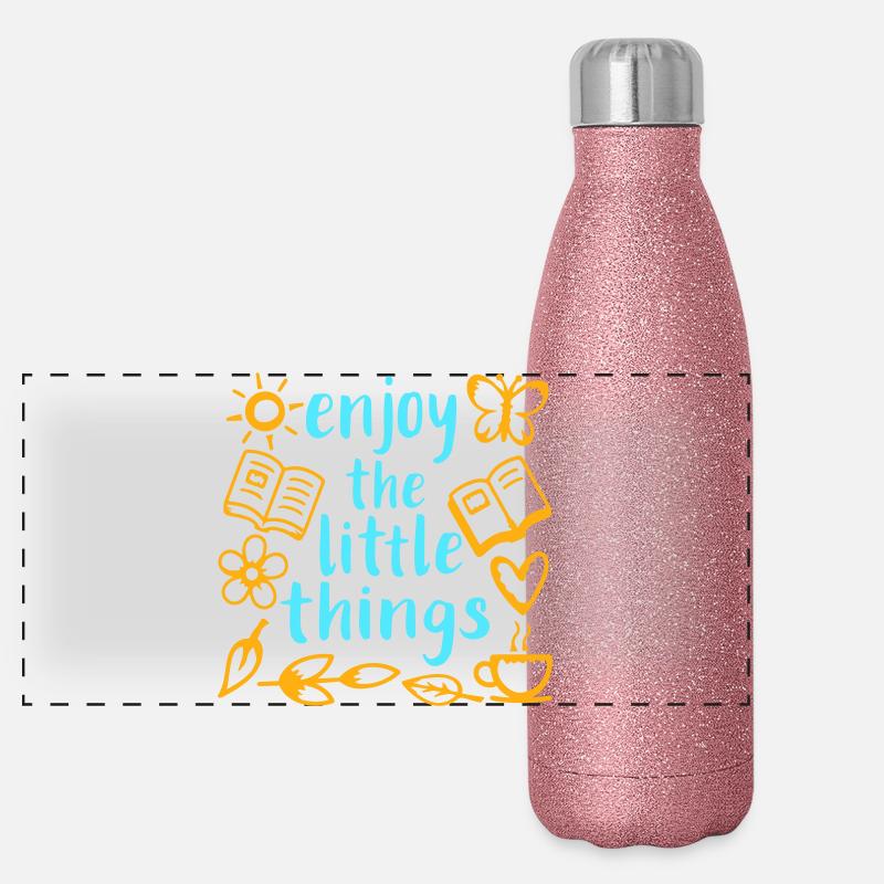 Enjoy The Little Things Gratitude Mindfulness Panoramic Glitter Thermal Bottle 500 ml