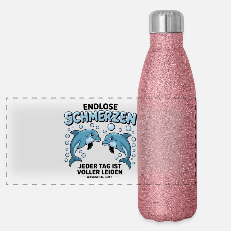 Endlose Schmerzn - Funny Deutsche Memes Panorama Glitzer Isolierflasche 500 ml