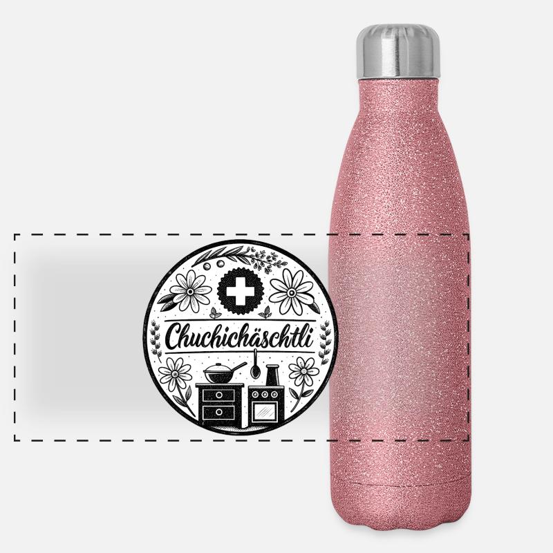 Chuchichäschtli - Schweizer Kultbegriff Panorama Glitzer Isolierflasche 500 ml