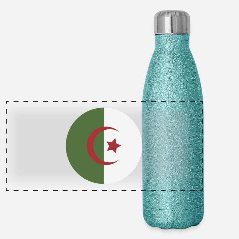 Algeria round flag Panoramic Glitter Thermal Bottle 500 ml