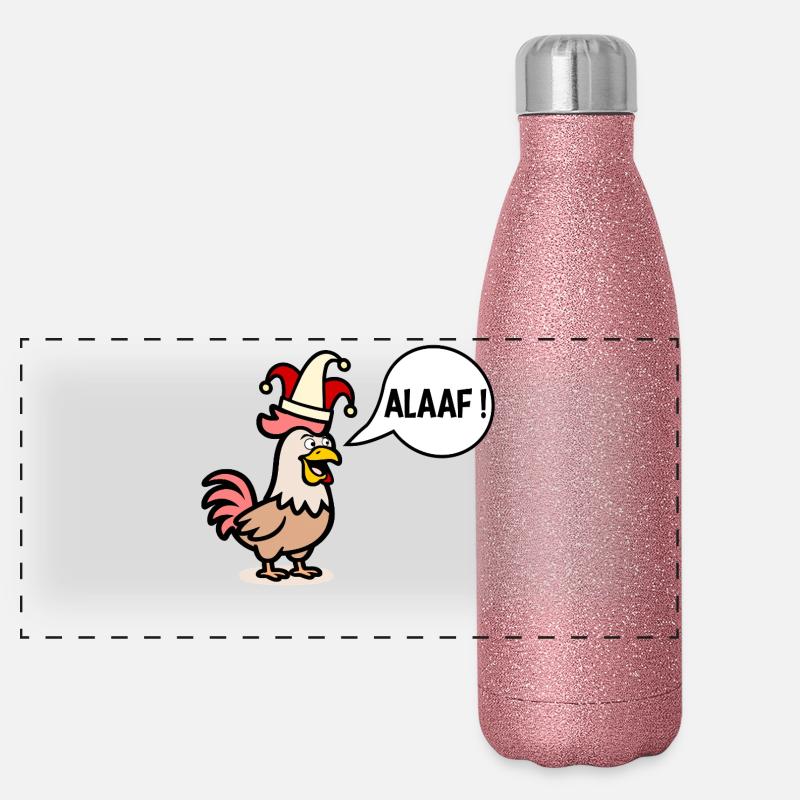 Poules Alaaf - Chapeau de carnaval Gourde isotherme panoramique pailletée 500 ml