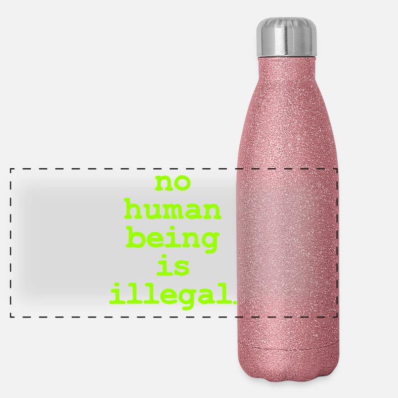 no numan being is illegal No one is illegal Panoramic Glitter Thermal Bottle 500 ml