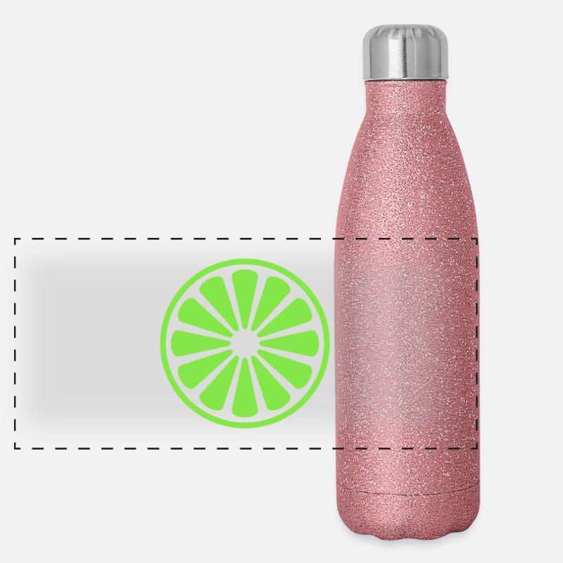 Tranche de citron vert Gourde isotherme panoramique pailletée 500 ml