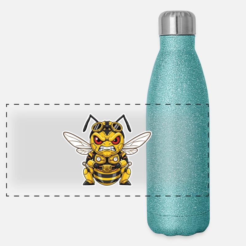 Frelon Steampunk Guerrier Pression et Vapeur Gourde isotherme panoramique pailletée 500 ml