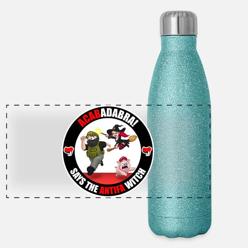 Die Antifa-Hexe – Grenzschutz Panorama Glitzer Isolierflasche 500 ml