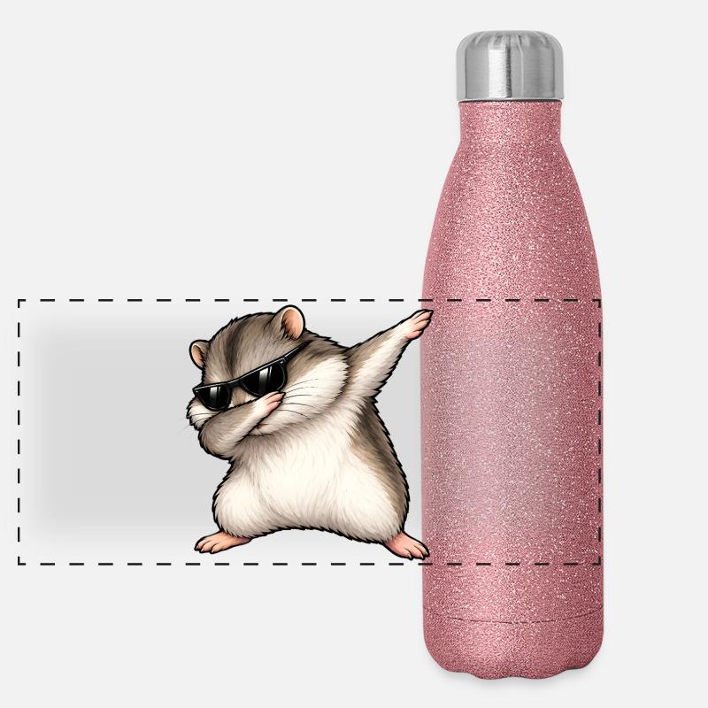 Dabbing Dschungarian Dwarf Hamster Panoramic Glitter Thermal Bottle 500 ml