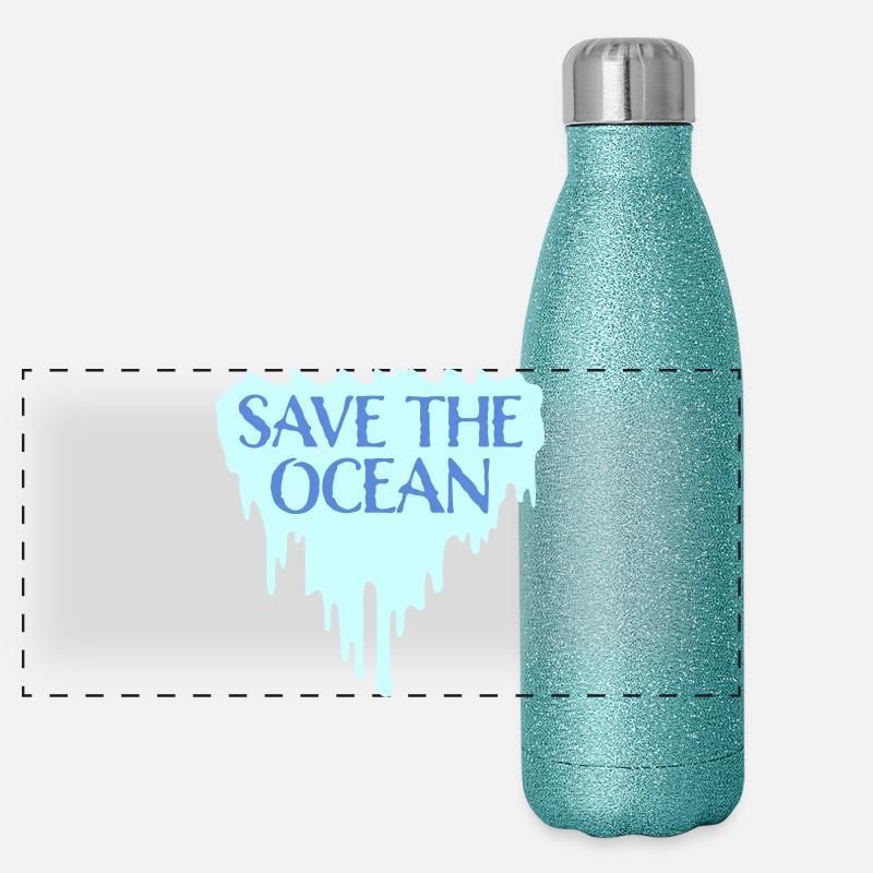 Save The Ocean Ozean Aktivismus Umwelt Statement Panorama Glitzer Isolierflasche 500 ml