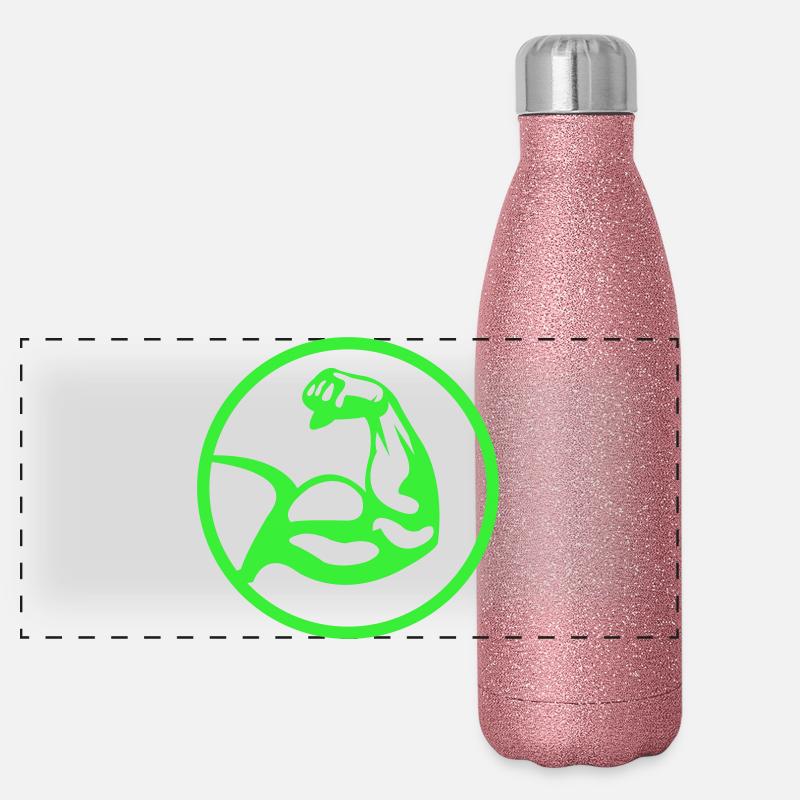 Biceps – silhouette verte Gourde isotherme panoramique pailletée 500 ml