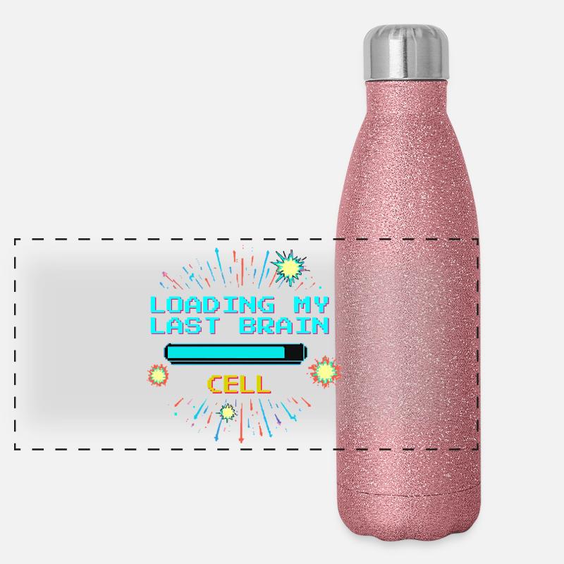 Retro Pixel Vaporwave Temple Gaming Gourde isotherme panoramique pailletée 500 ml