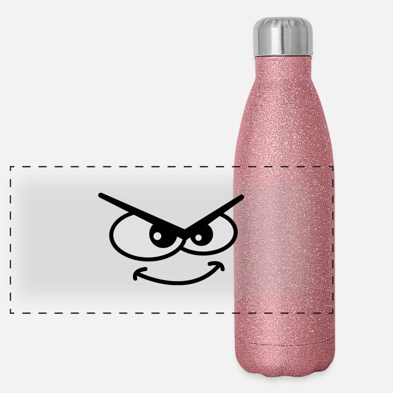 Evil Peep Cartoon Face Cool Naughty Grin Gourde isotherme panoramique pailletée 500 ml