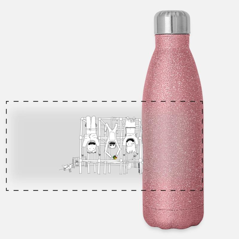 cour de récréation - Gourde isotherme panoramique pailletée 500 ml - paillettes roses
