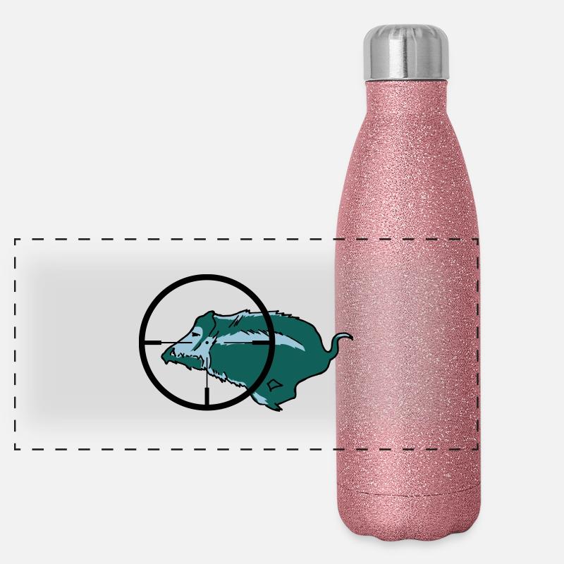 Wildschwein Drückjagd Panorama Glitzer Isolierflasche 500 ml