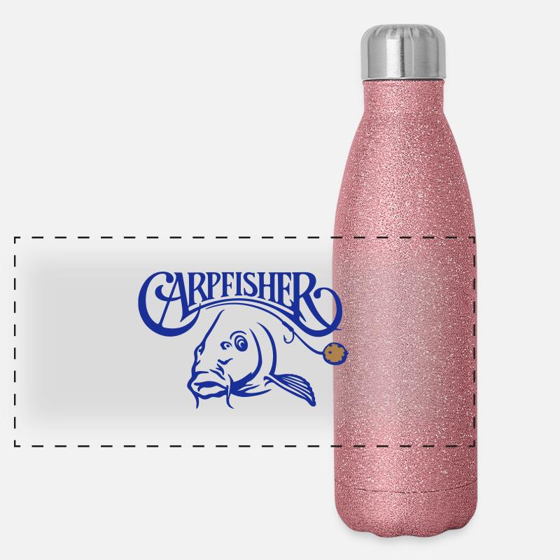 carpfisher_mit_karpfen_und_boilie_2c Panorama Glitzer Isolierflasche 500 ml