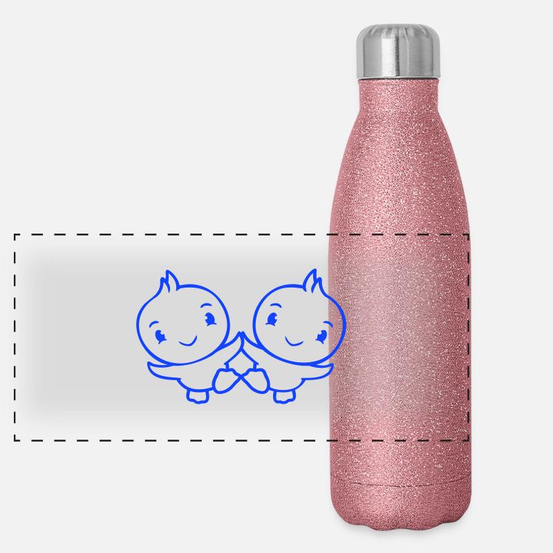 2 Canards Amis Heureux Mignon Mignon Amical Gourde isotherme panoramique pailletée 500 ml