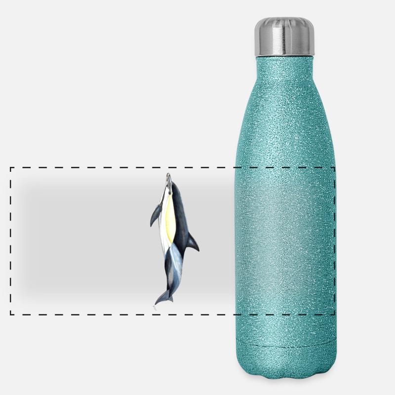 Gemeiner Delphin - Gemeiner Delfin - Delfin gemeinsam Panorama Glitzer Isolierflasche 500 ml