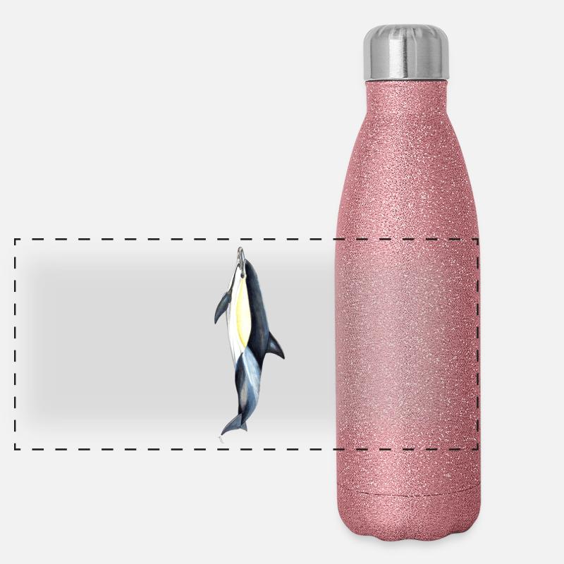 Common dolphin - Common dolphin - Common dolphin Panoramic Glitter Thermal Bottle 500 ml