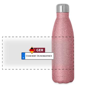 Secured Democratic 2.0 | Gift - Panoramic Glitter Thermal Bottle 500 ml - pink glitter - Front