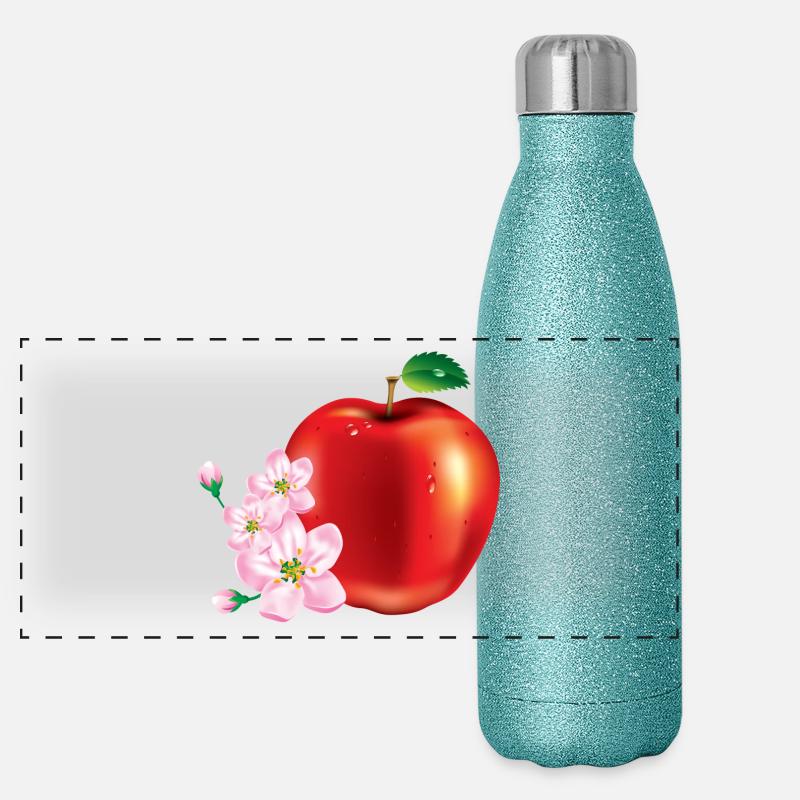 Apfel mit Kirschblüten design Panorama Glitzer Isolierflasche 500 ml