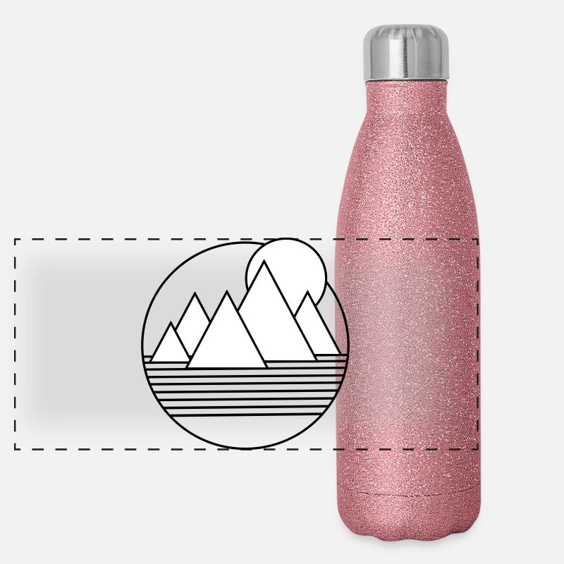 Minimalist desert landscape Panoramic Glitter Thermal Bottle 500 ml