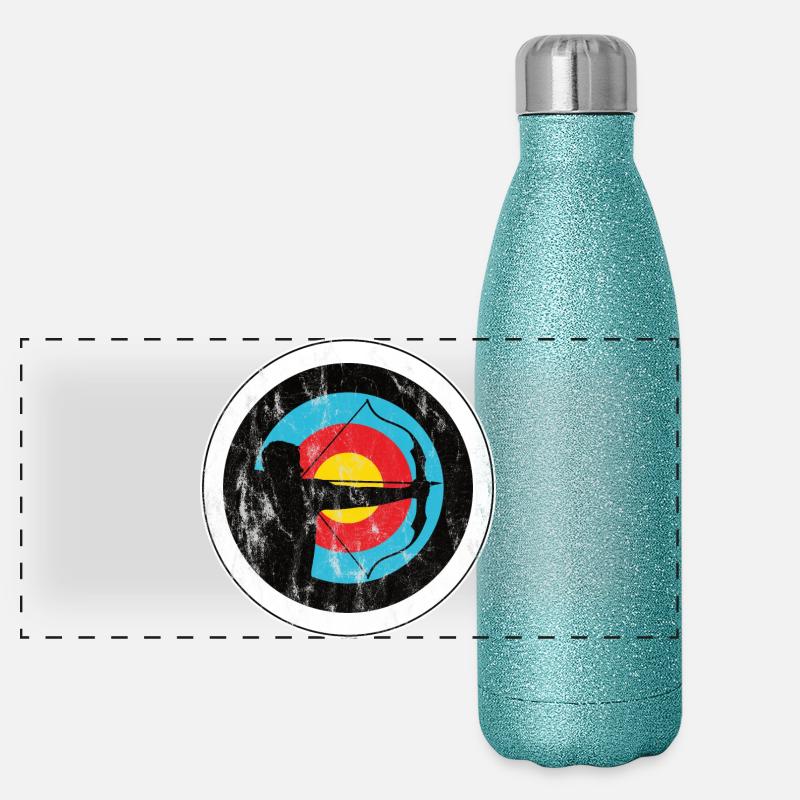 Archer and bowman with target archery Panoramic Glitter Thermal Bottle 500 ml