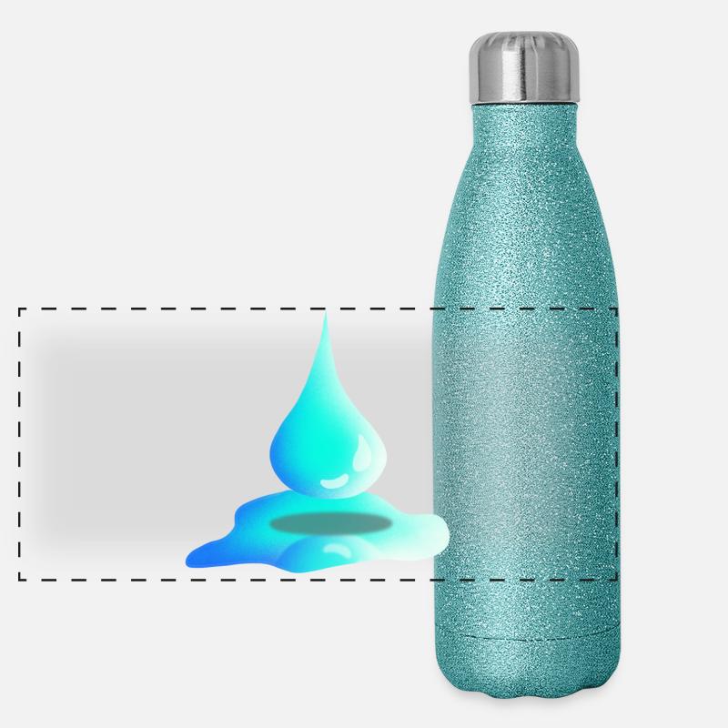 Wassertropfen | Wasser | Natur Panorama Glitzer Isolierflasche 500 ml