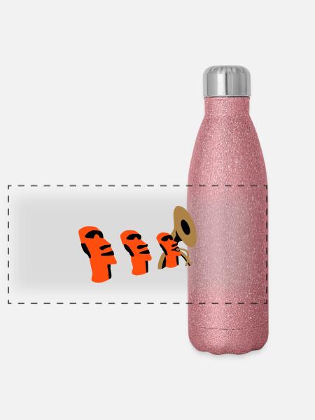 sousaphone rapa nui - Panoramic Glitter Thermal Bottle 500 ml - pink glitter - Front