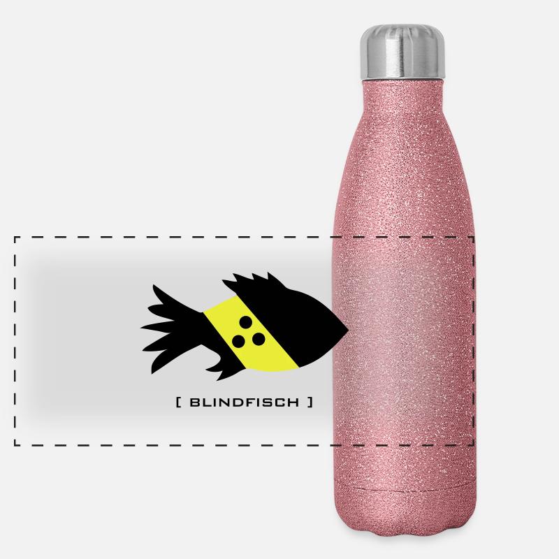 blindfisch fisch blind doof depp blinder Panorama Glitzer Isolierflasche 500 ml