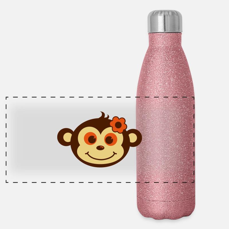 Affe Kaffee Girl 2 Panorama Glitzer Isolierflasche 500 ml