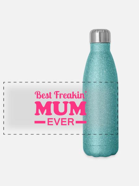 Mum - Panorama Glitzer Isolierflasche 500 ml - Blau Glitzer - Vorne