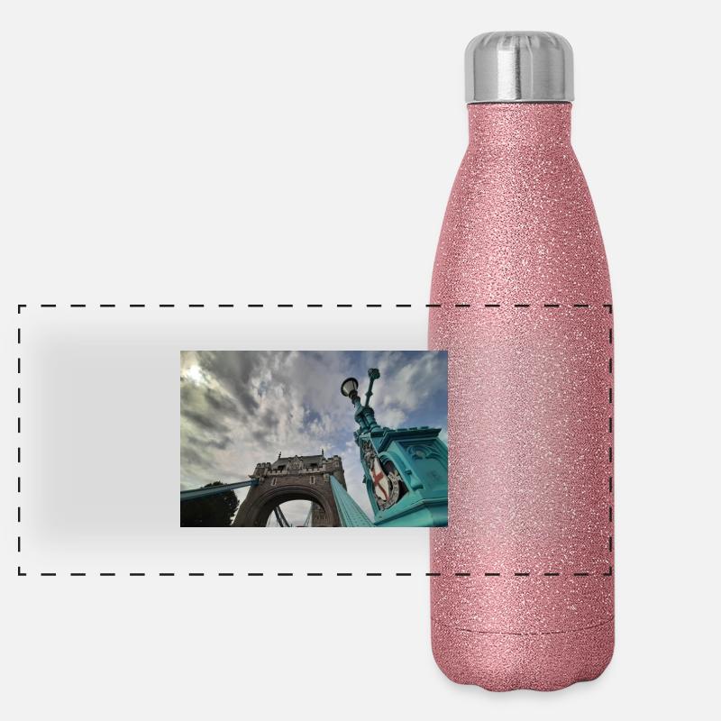 Tower bridge London with cloudy sky Panoramic Glitter Thermal Bottle 500 ml