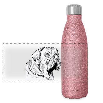 BULDOG Animal Portrait - Panoramic Glitter Thermal Bottle 500 ml - pink glitter - Front