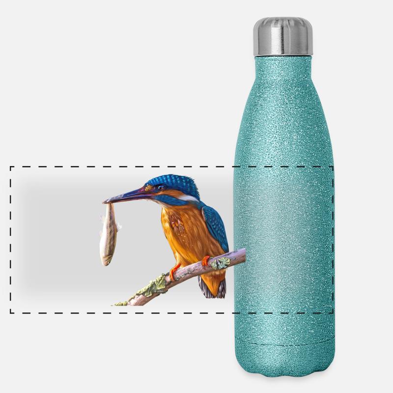 kingfisher eisvogel Panorama Glitzer Isolierflasche 500 ml