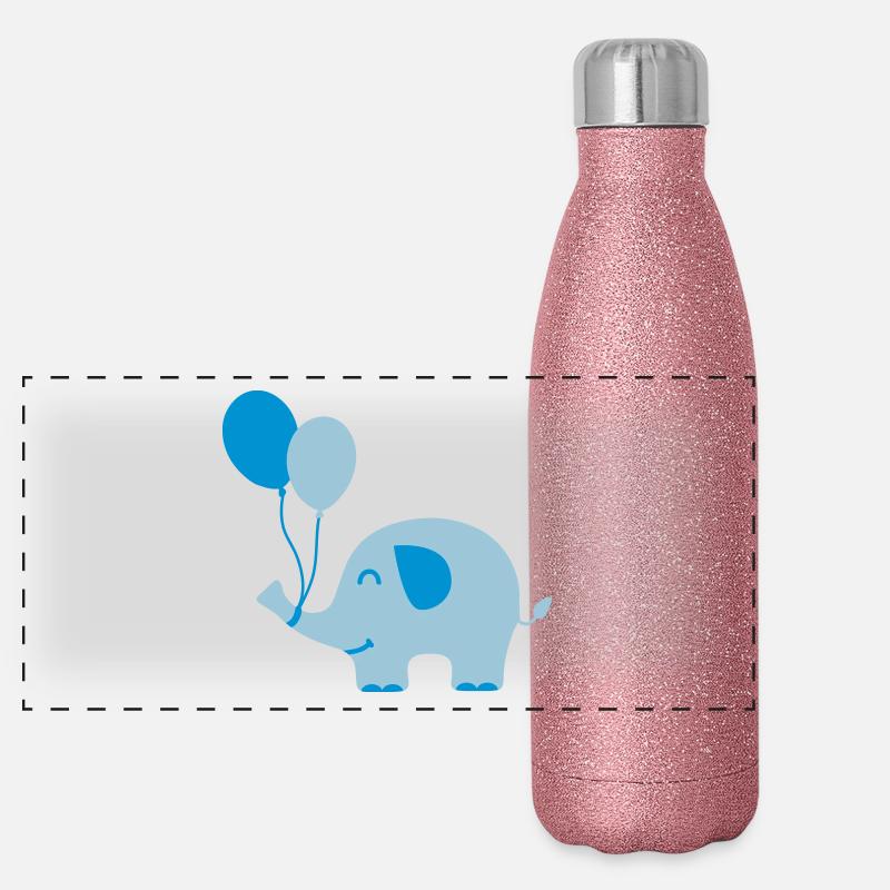 Doux drôle d'éléphant de bébé avec des ballons Gourde isotherme panoramique pailletée 500 ml