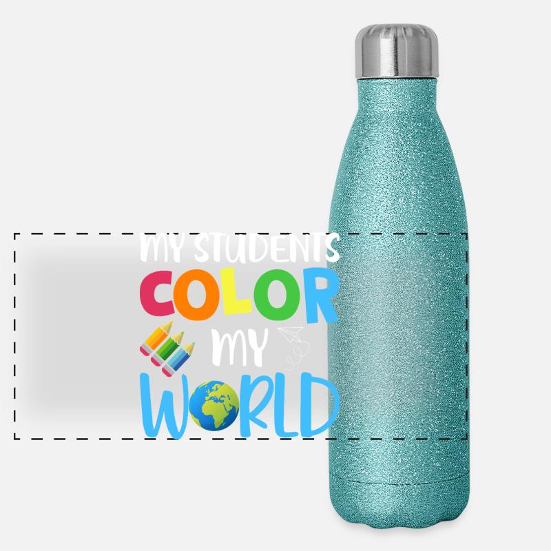 Mes élèves apportent de la couleur dans ma vie – Enseignants Gourde isotherme panoramique pailletée 500 ml