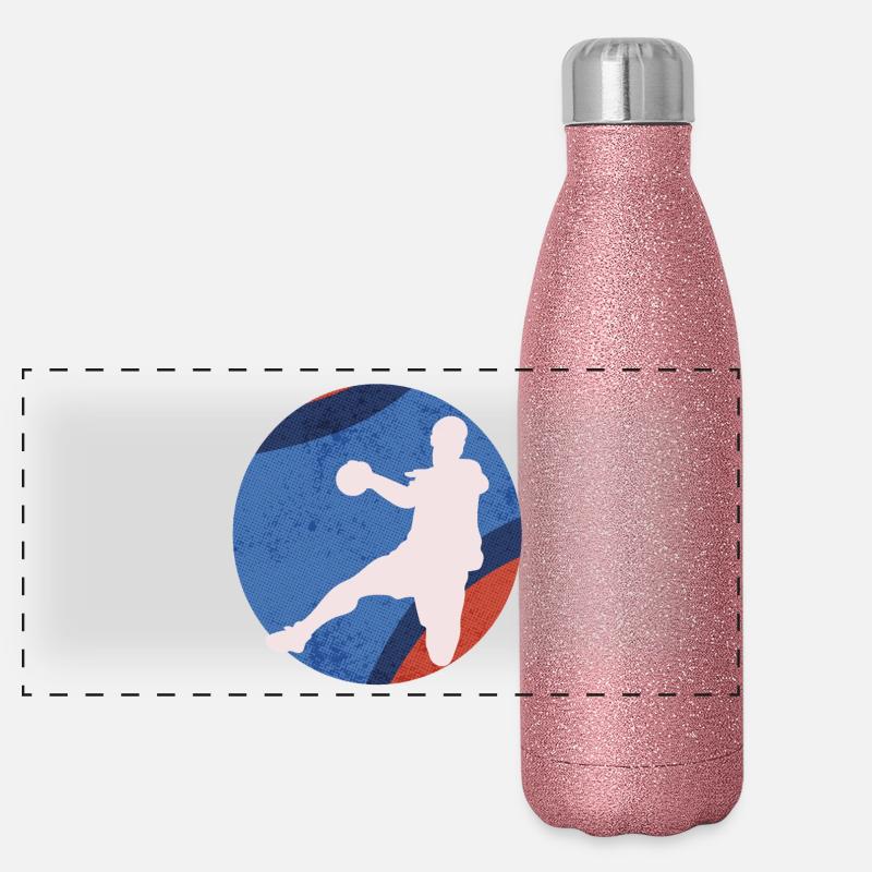 Basketball silhouette in retro pop Panoramic Glitter Thermal Bottle 500 ml