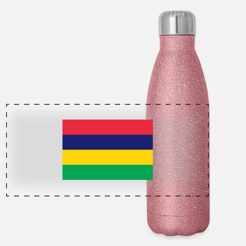 Flag of Mauritius, Drapeau des iles Maurice Gourde isotherme panoramique pailletée 500 ml