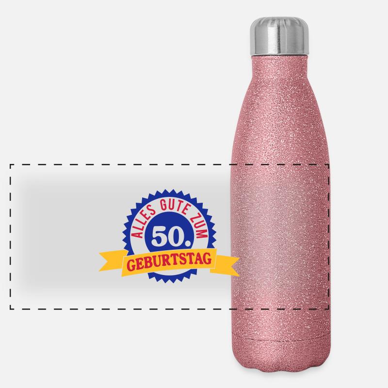 Alles Gute zum 50. Geburtstag Panorama Glitzer Isolierflasche 500 ml