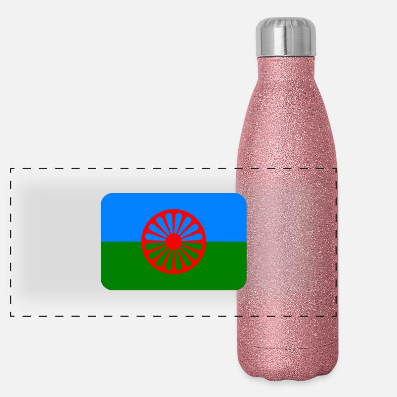 ROMANI FLAG round corner 400 dpi Gourde isotherme panoramique pailletée 500 ml
