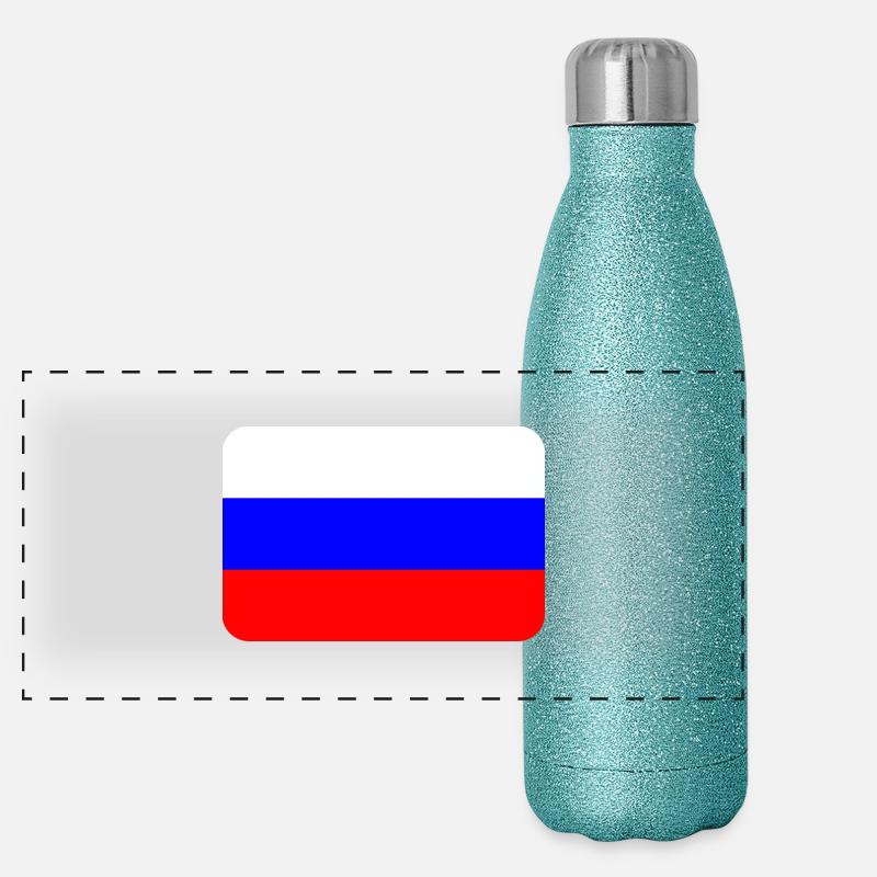 RUSSIA FLAG round corner 400 dpi Gourde isotherme panoramique pailletée 500 ml