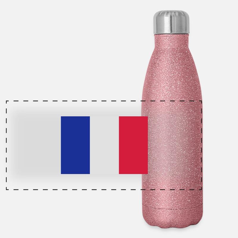 Drapeau de France Gourde isotherme panoramique pailletée 500 ml