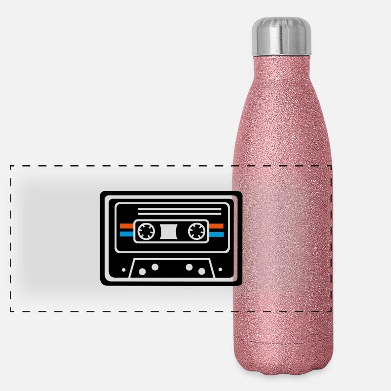 KASSETTE,MUSIK,DJ,PARTY,OLDSCHOOL,RETRO,0815 Panorama Glitzer Isolierflasche 500 ml