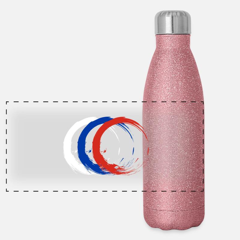 Cercle brosse drapeau russie drapeau couleurs vecteur Gourde isotherme panoramique pailletée 500 ml