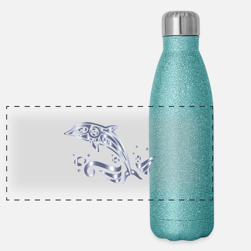 Chromatic Tribal Dolphin 13 No Background Gourde isotherme panoramique pailletée 500 ml