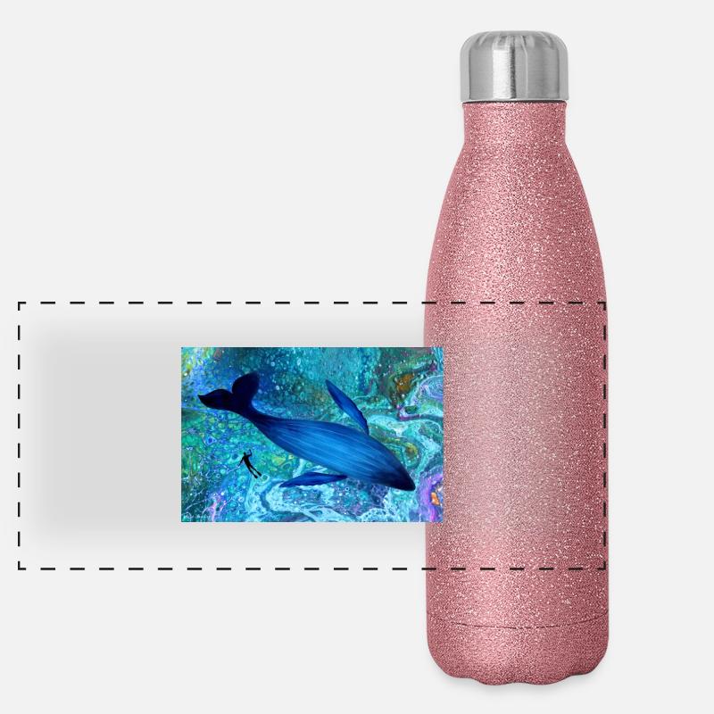 Blue Whale & plongée dans l'océan Gourde isotherme panoramique pailletée 500 ml