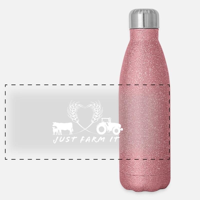 Just farm it_heart - Panorama Glitzer Isolierflasche 500 ml - Pink Glitzer