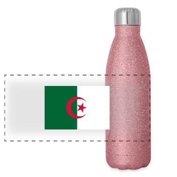 Algeria - Panoramic Glitter Thermal Bottle 500 ml - pink glitter - Front