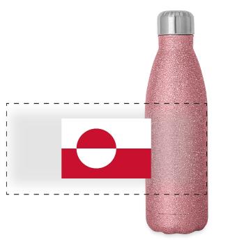 Grönland - Panorama Glitzer Isolierflasche 500 ml - Pink Glitzer - Vorne