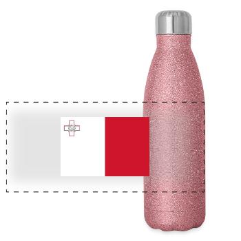 Malte - Gourde isotherme panoramique pailletée 500 ml - paillettes roses - Devant