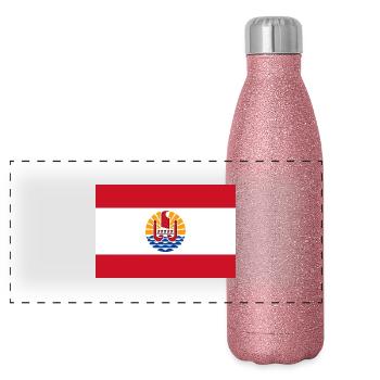 Polynésie française - Gourde isotherme panoramique pailletée 500 ml - paillettes roses - Devant